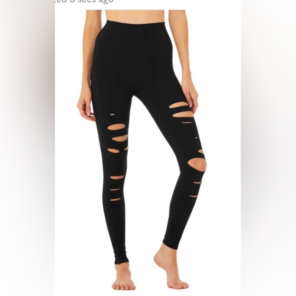 Alo High-Waist Ripped Warrior Legging black great condition women’s size XS